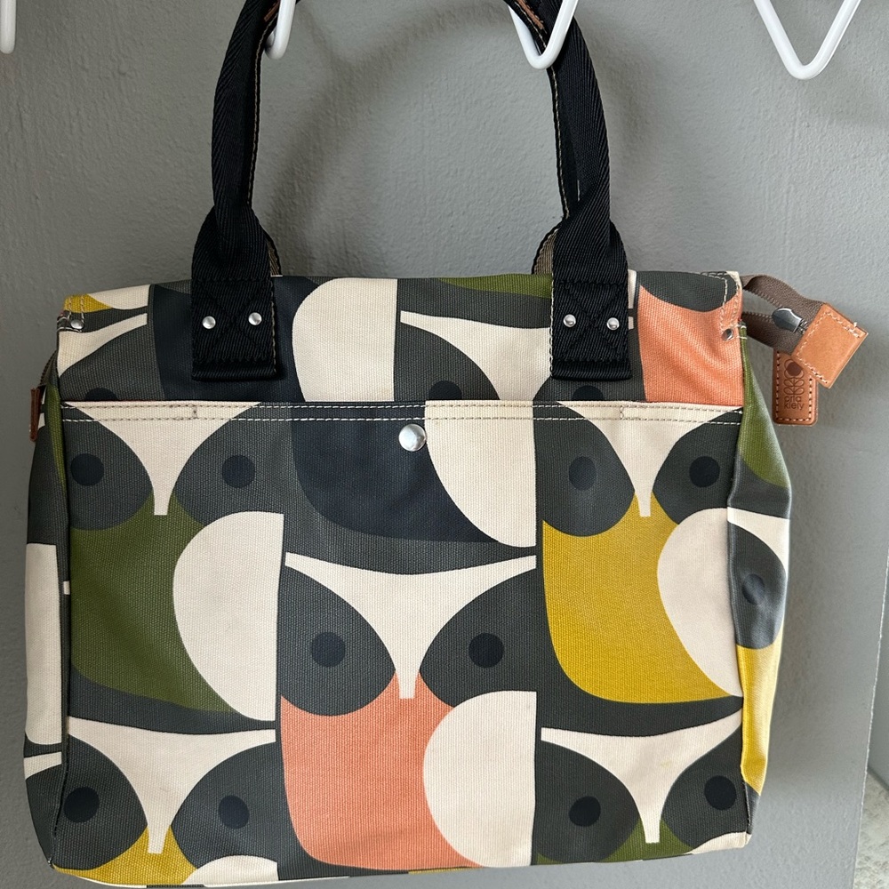 Orla Kiely Multicolor Retro Owl Print Shoulder Bag - Black Handles - Picture 7 of 10